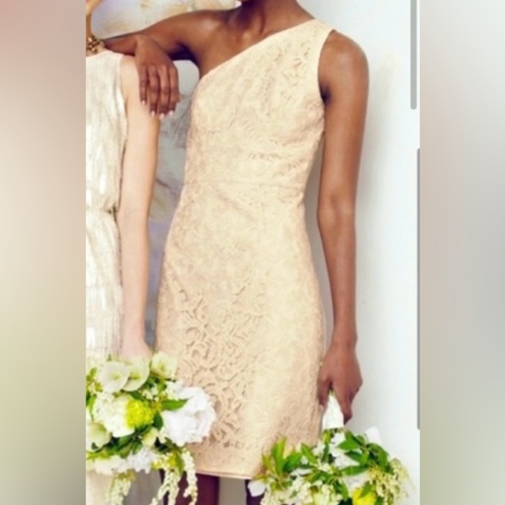 J Crew cream color lace one shoulder formal Alexa dress sz 4